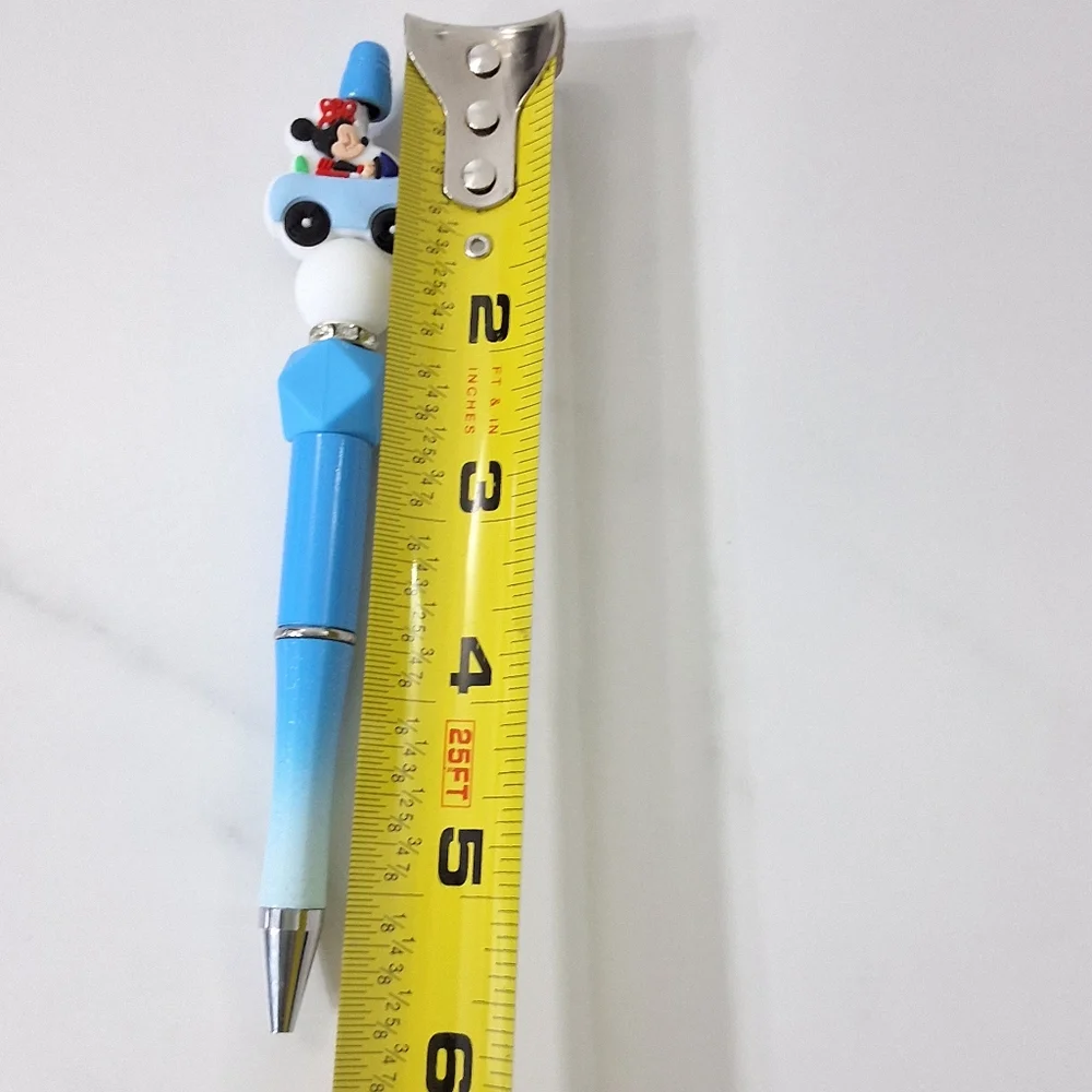Minnie Mouse Driving Car Blue Beaded Writing Pen, Black Ink Pen, NEW